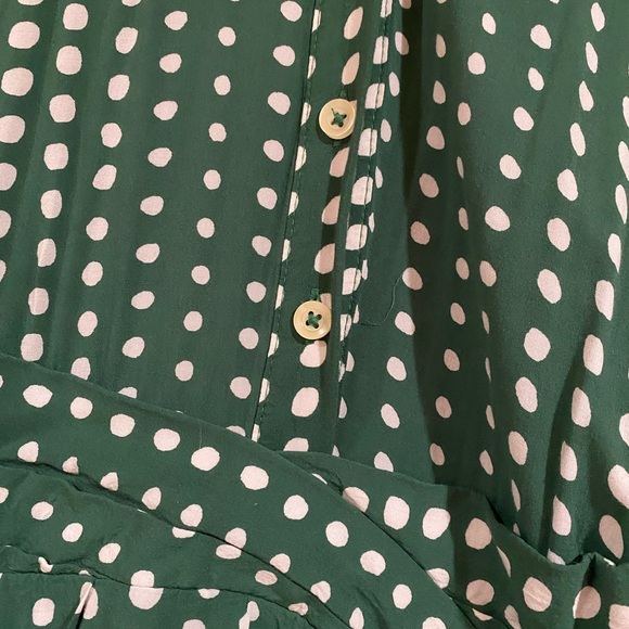 11 1 Tylho (Anthropologie) green polka dot dress, size small, lined, pockets - Picture 3 of 4
